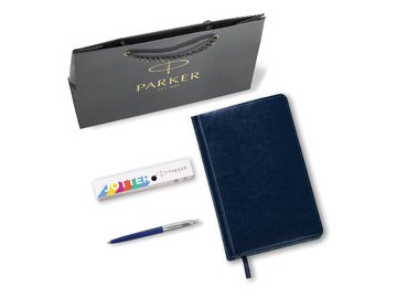 Ручка PARKER Jotter Plastic CT (корпус синий, ежедневник А5 синий, пакет) 880896