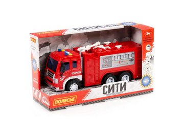 Грузовик Полесье Сити автомобиль-пожарный инерционный 86396 (красный)