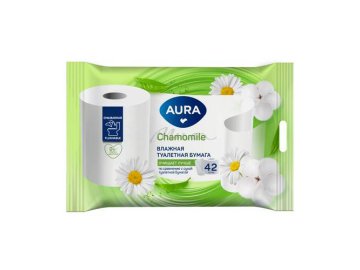 Бумага туалетная влажная AURA ромашка 42 шт