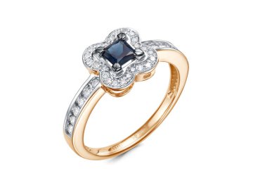Кольцо декоративное RoseGrace, красное золото 585 проба, вставка бриллиант/сапфир