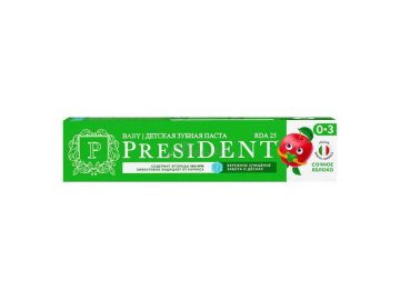 Паста зубная детская PRESIDENT 0-3 Сочное яблоко с фтором, 45 г