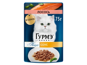 Корм для кошек Гурме Перл, лосось в соусе,75 г в Слуцке Три цены