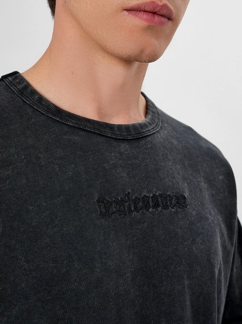 Лонгслив мужской черный с обработкой эйсид, фото 4 из 6