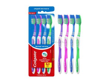 Зубная щетка COLGATE Эксперт Чистоты, средней жесткости, набор 3+1