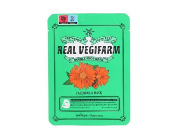 Тканевая маска для лица FORTHESKIN Super Food Real Vegifarm Double Shot Mask - Calendul с экстрактом календулы