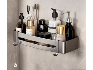 Полка для ванной комнаты ILLU навесная с полотенцедержателем (серая) металл в Жодино Ома