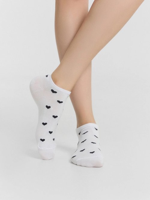 Носки женские белые в сердечки, фото 3 из 6