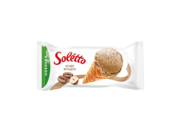 Десерт зам SOLETTO КОФЕ ФУНДУК   с аром кофе и дробл фундуком 75 г рожок Санта Импэкс