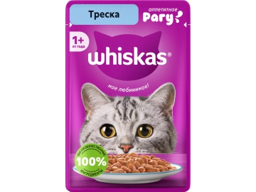 Пауч Whiskas для взрослых кошек, рагу с треской, 75 г в Лиде Зообазар