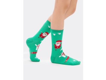 Высокие детские носки в оттенке "светлая зеленка" с новогодним дизайном Марк Формель