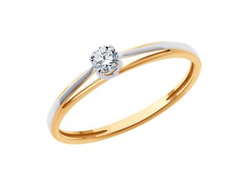 Кольцо помолвочное Diamant, красное золото 585 проба, вставка фианит