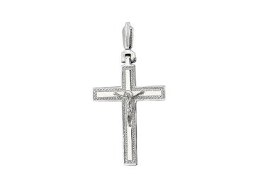 Подвеска крест католический Aquamarine, серебро 925 проба