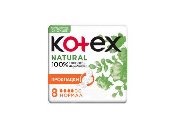 Прокладки женские гигиенические KOTEX Natural Нормал, 8 шт