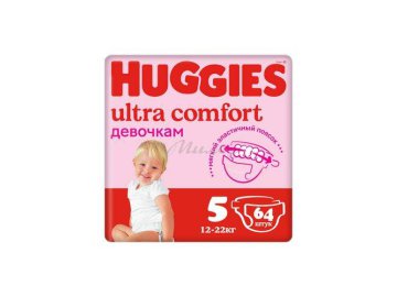 Подгузники для детей HUGGIES Ultra Comfort Giga Girl 5 (12-22 кг), 64 шт