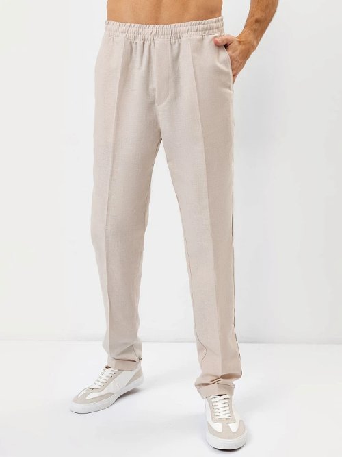 Брюки мужские белого цвета из премиального льна, фото 1 из 4