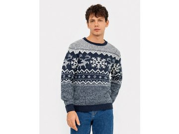 Джемпер мужской новогодний в синем цвете Марк Формель