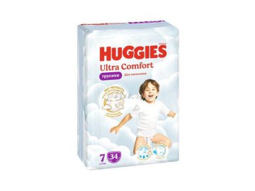 Подгузники-трусики детские одноразовые HUGGIES Ultra Comfort Boy 7 (>17 кг), 34 шт