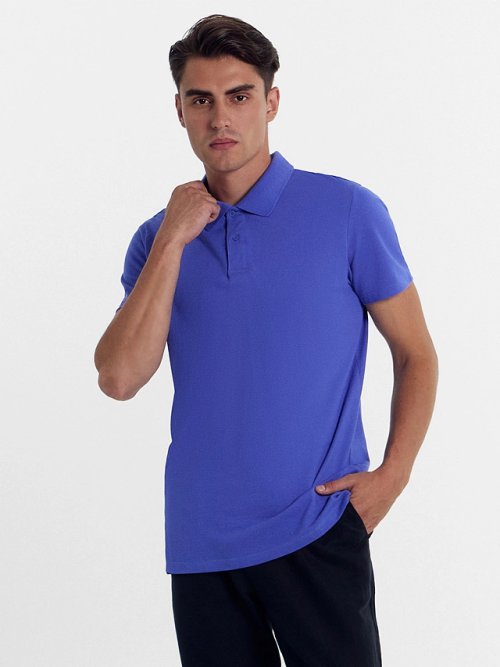 Джемпер-поло хлопковый в голубом оттенке, фото 5 из 6