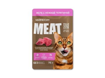 Корм д/кошек желе Мираторг Meat с неж телят д/взросл 75 г на акции в магазинах Корона