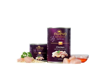 Kонсервы Nuevo для котят, с курицей, рисом и лососевым жиром, 200 г