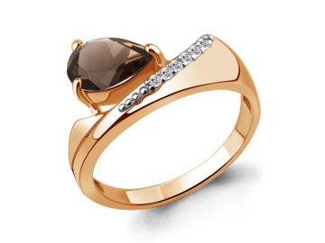 Кольцо декоративное Aquamarine, красное золото 585 проба, вставка кварц