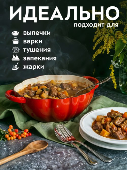 Кокот чугунный эмалированный Tomato R, 2.8 л, фото 5 из 39