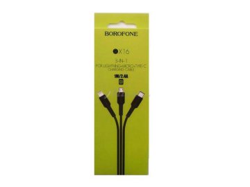 USB-кабель BOROFONE BX16 3-в-1 M+L+T (Черный)