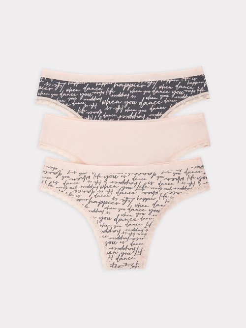 Трусы женские слипы мультипак (3 шт.) разноцветные с принтом "текст", фото 8 из 27