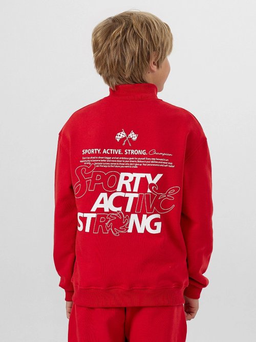 Толстовка для мальчиков красная на молнии, фото 2 из 6