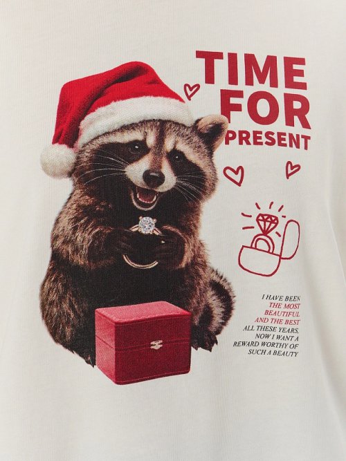 Футболка женская новогодняя с надписью "Time for present", фото 5 из 35