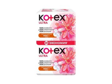 Прокладки женские KOTEX Ultra Normal ультратонкие с крылышками, 20 шт