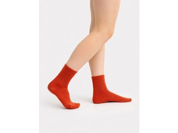 Носки женские шерстяные оранжевые с текстурой объемных ромбиков