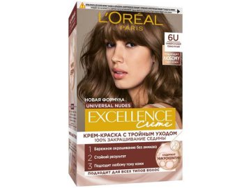 Крем-краска без аммиака L'OREAL Excellence Creme, тон 6U Темно-русый