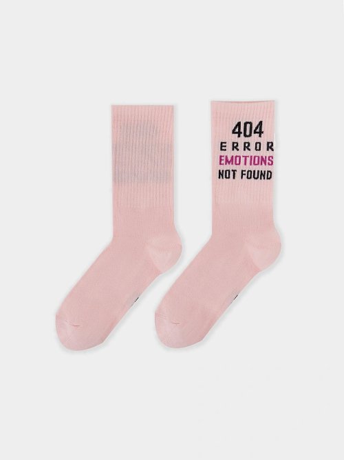 Носки женские розовые с рисунком в виде надписи "404 ERROR...", фото 3 из 16