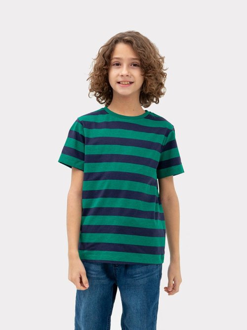 Футболка для мальчиков в сине-зеленую полоску, фото 4 из 7