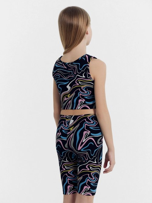 Топ для девочек в черном цвете с принтом "линиии", фото 3 из 6