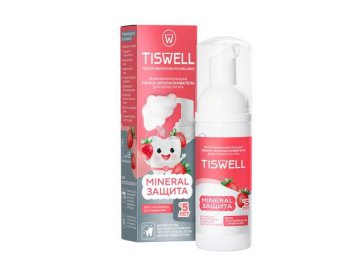 Пенка-ополаскиватель для полости рта детская TISWELL Клубника со сливками реминерализующая, с 5 лет, 50 мл