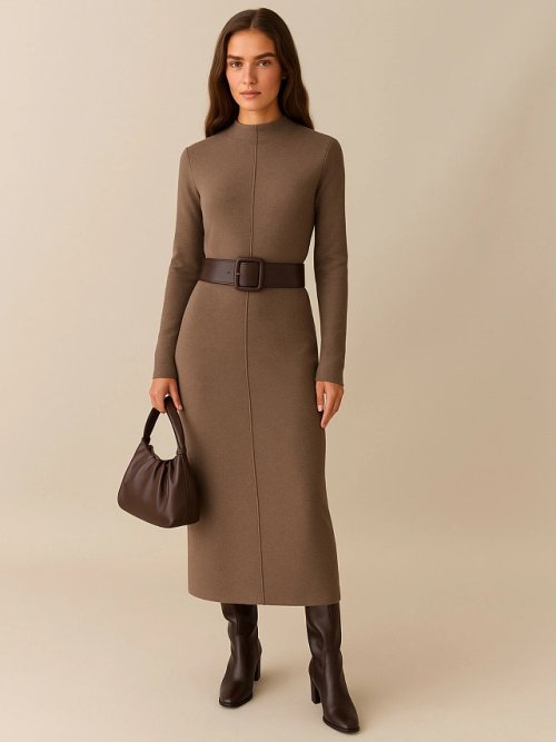 Платье женское коричневое, фото 1 из 6