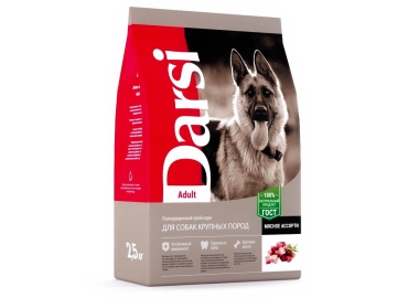 Корм Darsi для взрослых собак крупных пород, Adult Мясное ассорти, 2,5 кг в Молодечно Зообазар