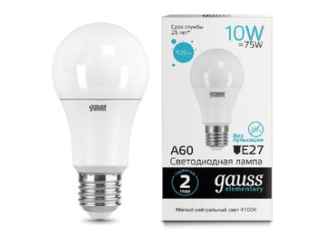 Лампа светодиодная GAUSS А60 10W 4100K E27