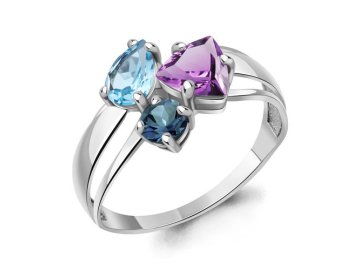 Кольцо декоративное Aquamarine, серебро 925 проба, вставка топаз