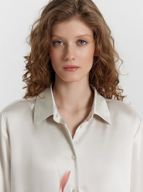 Блузка женская кремовая с принтом, фото 5 из 6