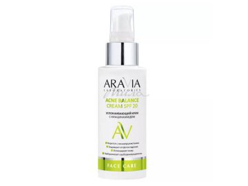 Крем ARAVIA Laboratories с ниацинамидом Acne Balance Cream SPF 20  успокаивающий, 100 мл