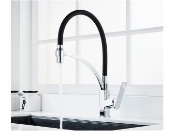 Смеситель для кухни с силиконовым изливом черный Ledeme арт. L4075-2