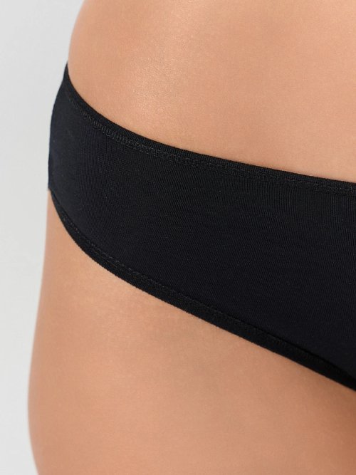 Трусы женские бразилиана черные с кружевными вставками, фото 5 из 27