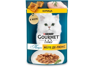 Пауч Гурмэ Перл Желе-Де-Люкс для кошек, с курицей в желе, 75 г