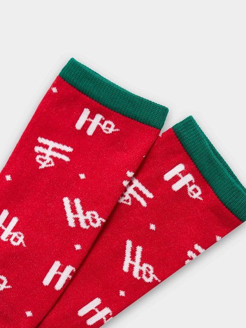 Носки детские красные с новогодним узором, фото 4 из 24