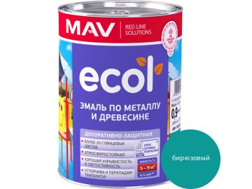 Эмаль ECOL по металлу и древесине (ПФ-115) бирюзовая глянцевая  1,0л (0,9 кг)