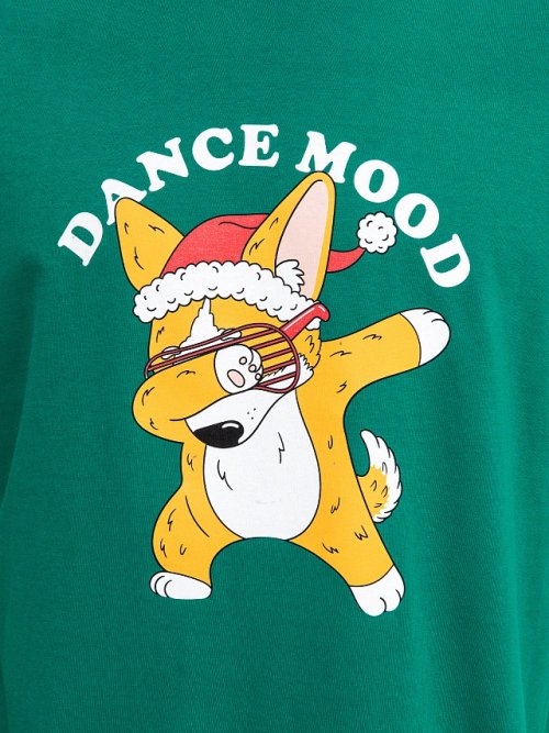 Футболка мужская зеленая с надписью "Dance mood", фото 5 из 14