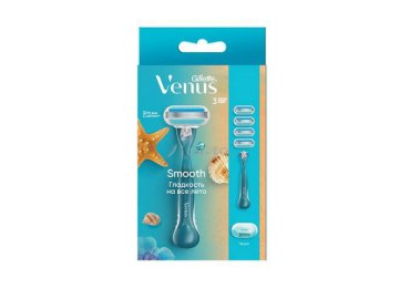Бритва GILLETTE Venus с 1 сменной кассетой + Кассеты сменные для бритья, 3 шт + Чехол